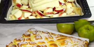 Apfelkuchen in 10 Minuten bereit für den Ofen
