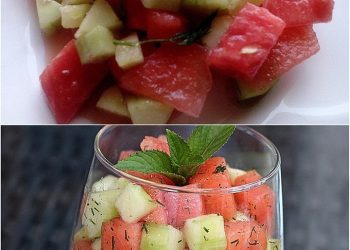 Sommerlicher Wassermelonen – Gurken – Salat: Fruchtig frisch und lecker.