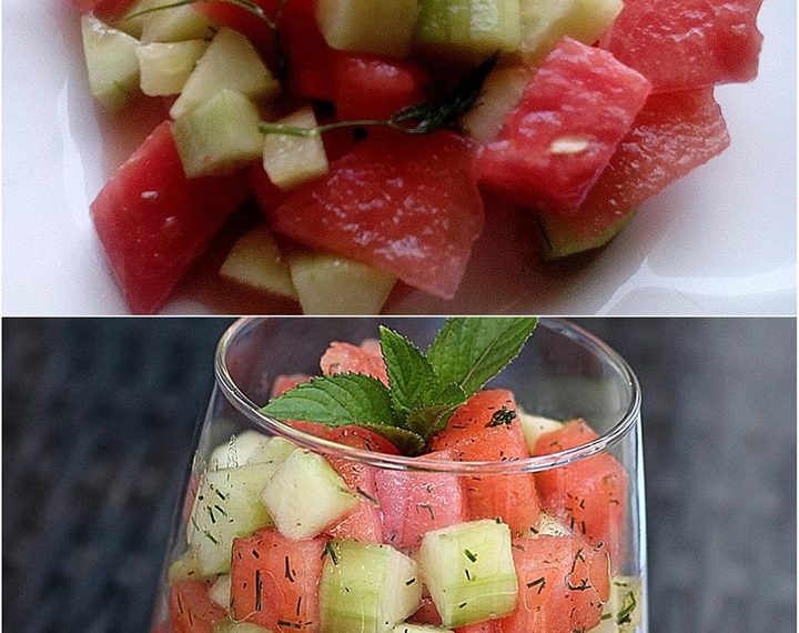 Sommerlicher Wassermelonen – Gurken – Salat: Fruchtig frisch und lecker.
