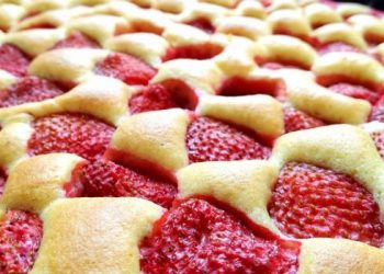 Der beste Erdbeer-Biskuitkuchen vom Blech