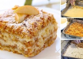 Gestreuter Tassenkuchen mit Äpfeln