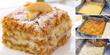Gestreuter Tassenkuchen mit Äpfeln