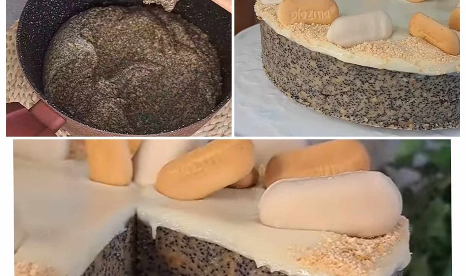 Mohnkuchen mit Keksen und weißer Schokolade: einfach Perfekt!