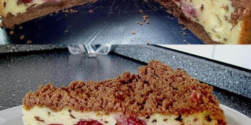 Quark Streuselkuchen mit Vanille Kirschfüllung