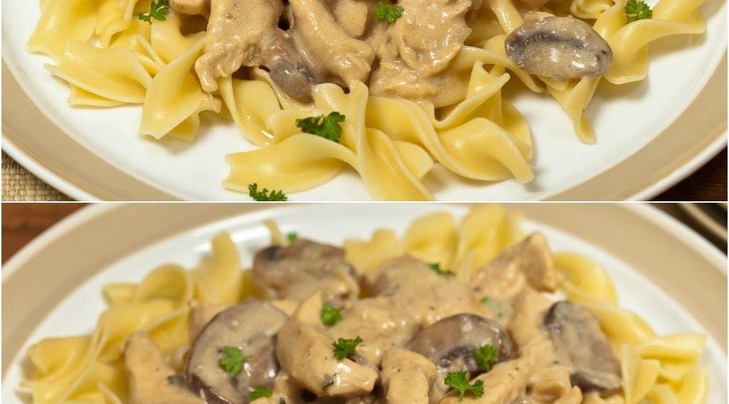 FETTUCCINE MIT HÄHNCHENBRUST, KNOBLAUCH UND PILZEN