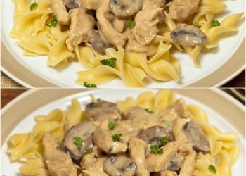 FETTUCCINE MIT HÄHNCHENBRUST, KNOBLAUCH UND PILZEN