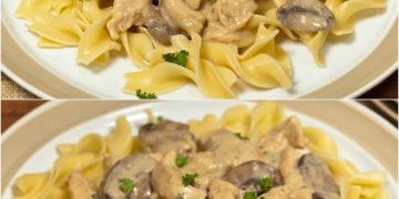 FETTUCCINE MIT HÄHNCHENBRUST, KNOBLAUCH UND PILZEN