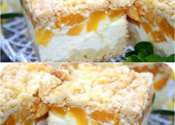 Käsekuchen mit Pfirsichen