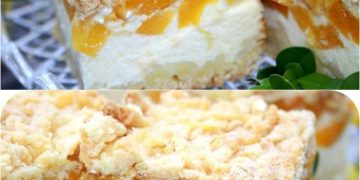 Käsekuchen mit Pfirsichen