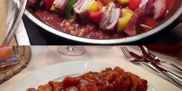 Schaschlik mit selbstgemachter Schaschliksoße