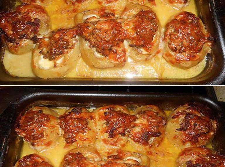 Mit Auvergne gefüllte Kartoffeln