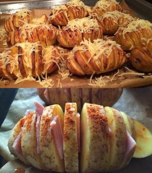Fächerkartoffeln mit Schinken und Käse