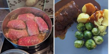 Rinderrouladen mit Rosenkohl und Kartoffeln