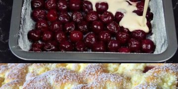 Quark-Kirsch-Kuchen in 5 Minuten, ein SUPER köstliches Gebäck!