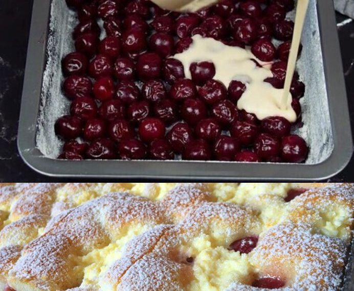 Quark-Kirsch-Kuchen in 5 Minuten, ein SUPER köstliches Gebäck!