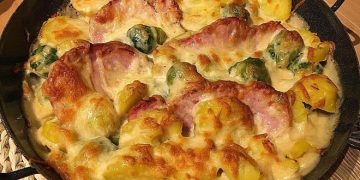 Kasseler-Rosenkohl-Auflauf