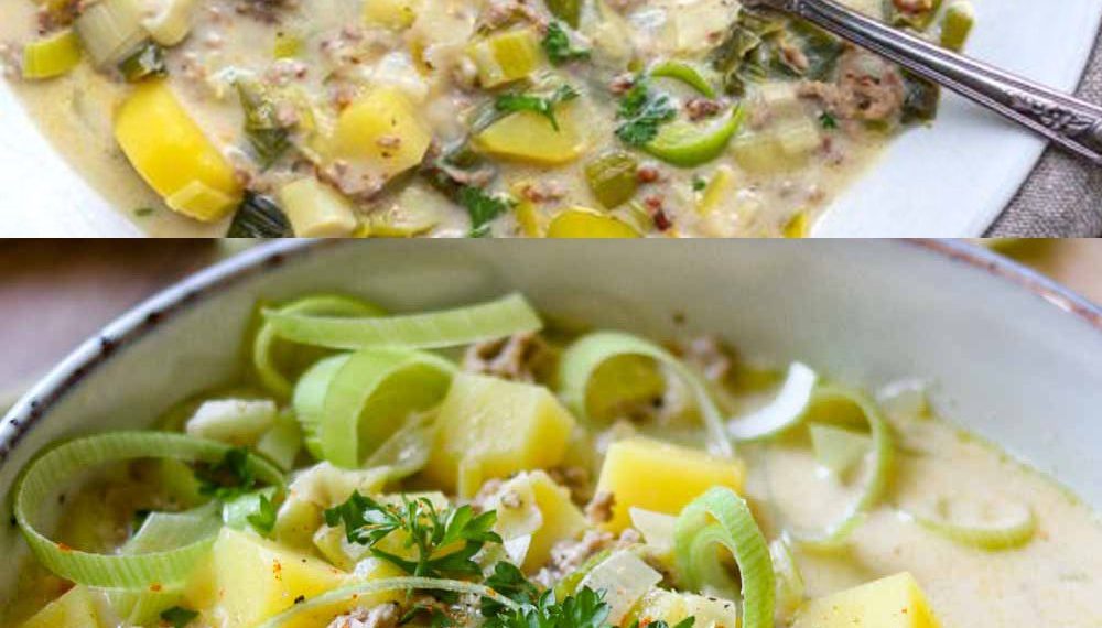 Brokkoli – Käsesuppe mit Hackfleisch und Pilzen