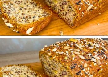 Schnelles Haferflockenbrot zum Frühstück! Kein Mehl, kein Zucker, kein Öl, kein Gluten