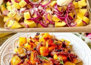 Ofenkartoffeln und Zwiebeln: das Rezept für eine einfache und leckere Beilage