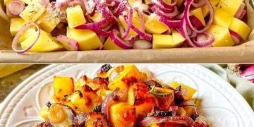 Ofenkartoffeln und Zwiebeln: das Rezept für eine einfache und leckere Beilage