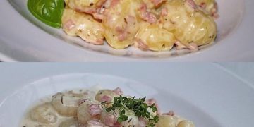 Zum fingerlecken! GNOCCHI MIT KÄSE KNOBLAUCH SCHINKEN SOSE