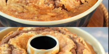 Gugelhupf mit Marzipan und gehackten Mandeln