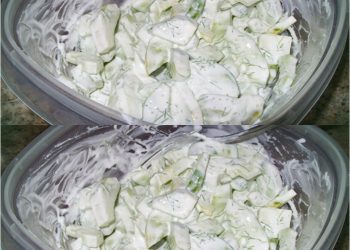 Gurkensalat mit saurer Sahne, schnell und leicht zu machen