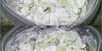 Gurkensalat mit saurer Sahne, schnell und leicht zu machen