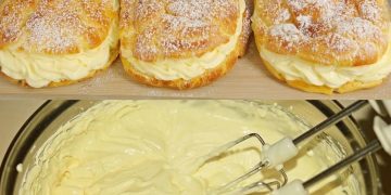 Fantastische Teilchen gefüllt mit Vanillecreme