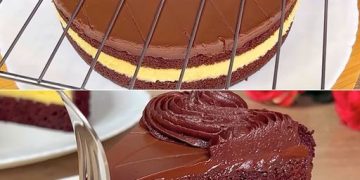 Weicher Kakaokuchen mit Sahne: ein Dessert, das auf der Zunge zergeht