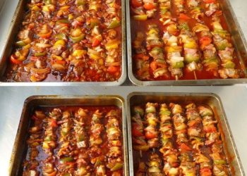 Fantastischer Schaschlik mit selbstgemachter Schaschliksoße