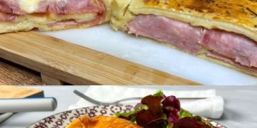 Blätterteig Strudel mit Schinken und Käse, in 5 Minuten zubereitet