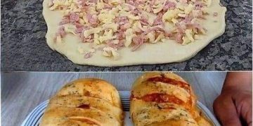 gefüllt mit Käse und Wurst