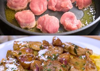 Curry-Spargel mit Schweinefiletmedaillons