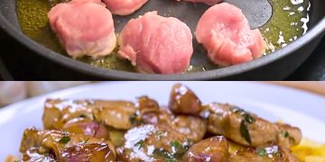 Curry-Spargel mit Schweinefiletmedaillons