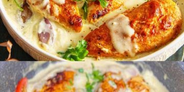 Hähnchenbrust in cremiger Knoblauch Parmesansoße