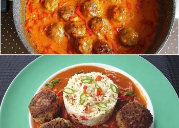 HACKBÄLLCHEN IN PAPRIKARAHMSAUCE, Ohhh mein die sind so lecker und machen pappsatt!