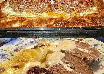 Hackbraten mit Kartoffeln in Sahne