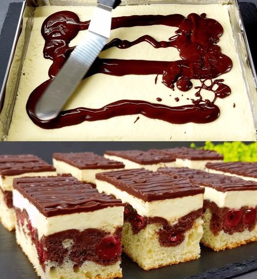 Klassische Donauwelle mit Pudding-Buttercreme