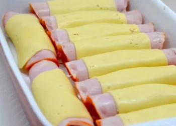 Hähnchenrouladen in Sahnesoße mit Schinken