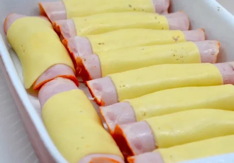 Hähnchenrouladen in Sahnesoße mit Schinken