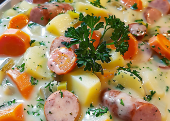 Kohlrabikartoffelmohrrübeneintopf Mlt Wiener Würstchen