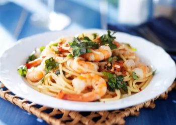 Spaghetti mit Garnelen