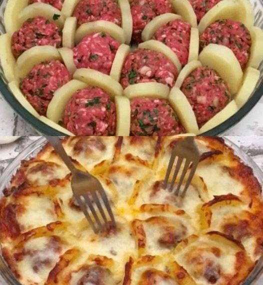Potato and Meatball Gratin