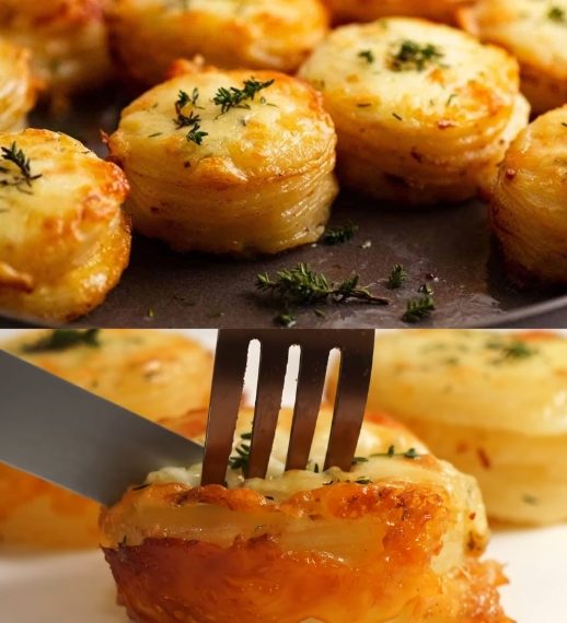 Mini-Kartoffel-Dauphinoise (Gratin-Stapel)