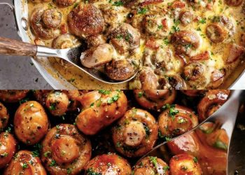 Champignons in leckere Knoblauch Rahmsoße