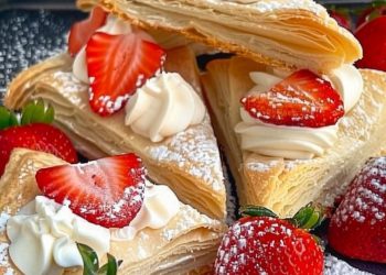 Erdbeerkissen aus Blätterteig, schnell gebacken