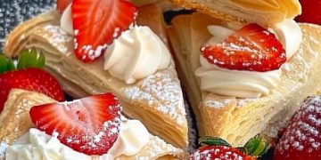 Erdbeerkissen aus Blätterteig, schnell gebacken