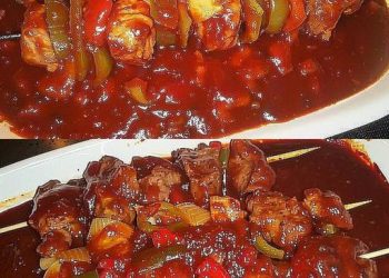 Schaschlik mit selbstgemachter Schaschliksoße