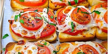 Heute Abend Vor Dem Abendessen Tomaten Mozzarella Toast Im Ofen Gebacken
